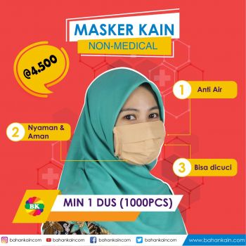 Masker Kain Non-Medical Anti Air Harga Per Dus (1000 PCS)